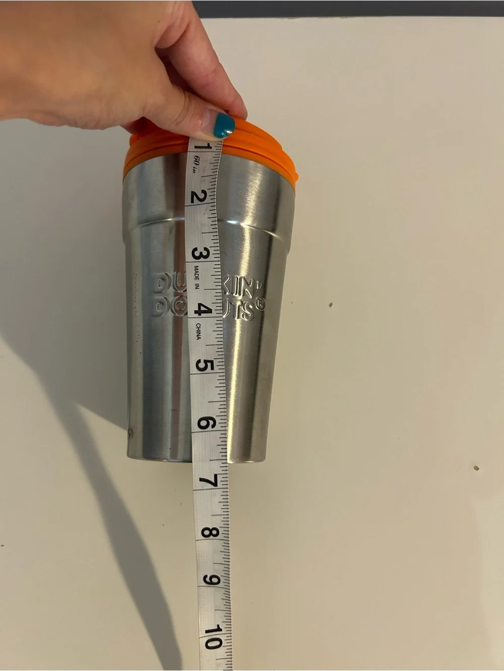 Dunkin Dounts- vintage Stainless Steel Travel Mug with Orange Lid